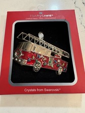 New Harvey Lewis Fire Engine Truck Christmas Ornament Crystals Swarovski NIB