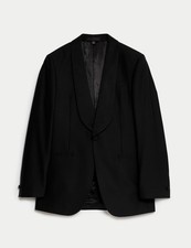 Marks & Spencer Mens Black Wool Single breasted Suit jacket - M&S