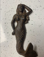 Vintage Style Cast Iron Mermaid Wall Hook Nautical Beach Coastal Decor 6"