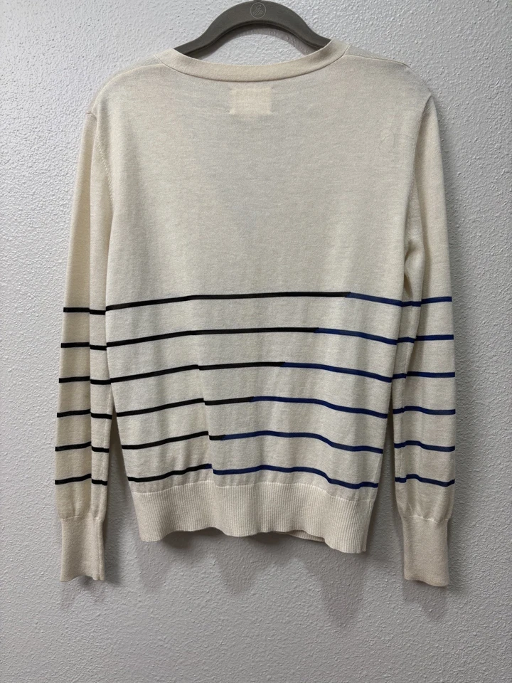 Boy. Band Of Outsiders Womens Silk Cashmere Striped Cardigan Gray Size 1 - Image 4 of 4