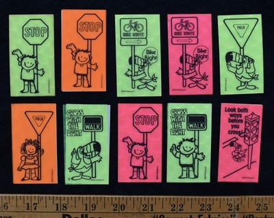 ~ 1970s Kellogg's - 10 Bike Safety Stickers - Froot Loops / Apple Jacks ~