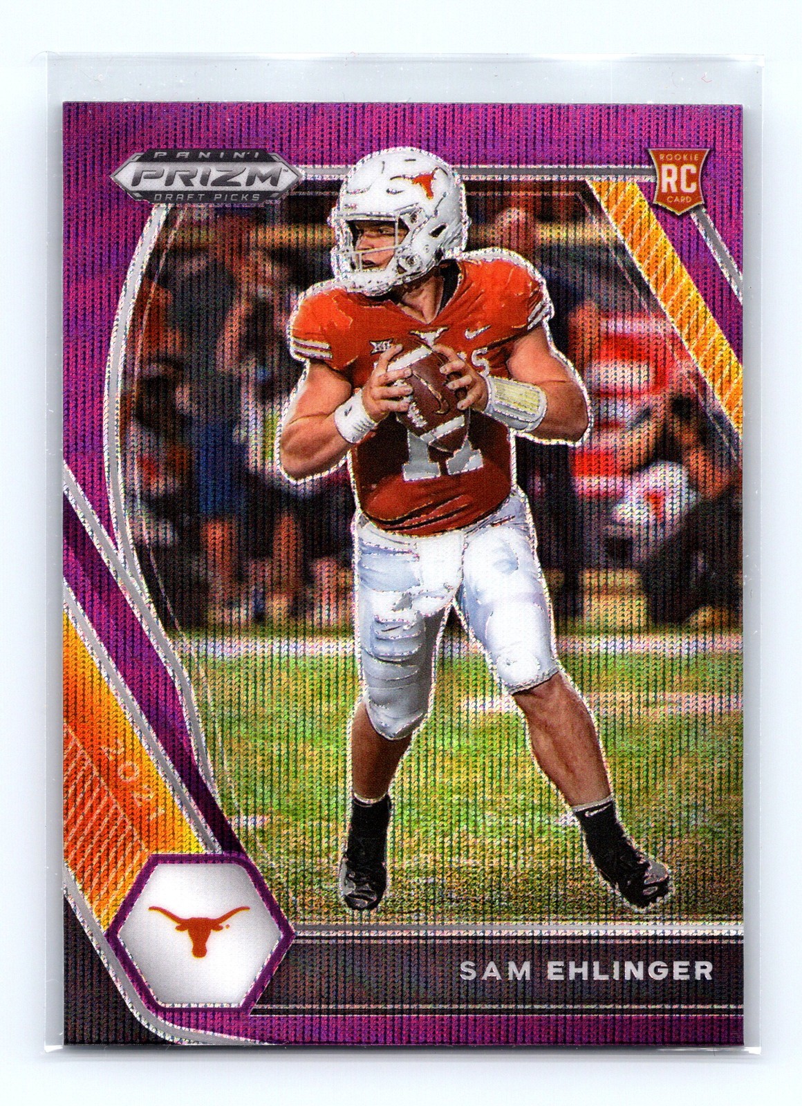 2021 Prizm Draft Picks Collegiate Sam Ehlinger #131 Purple Wave Texas Longhorns