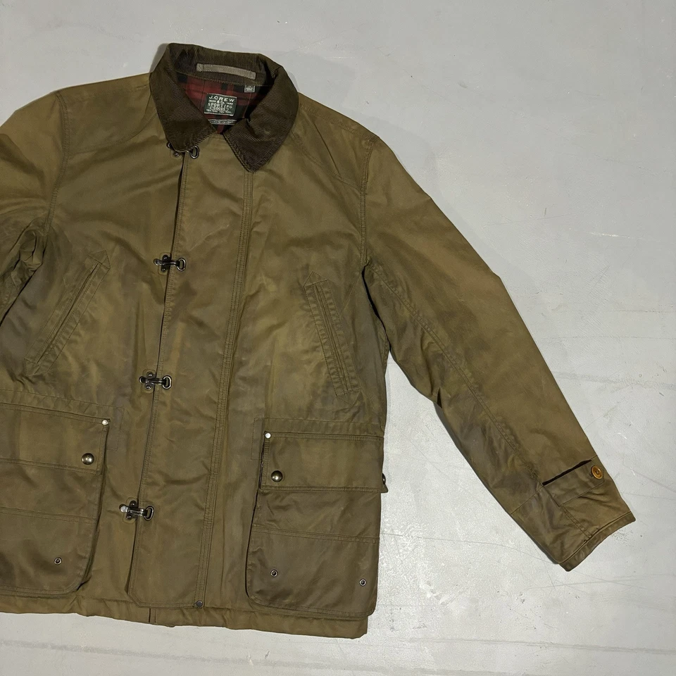 J Crew Waxed Cotton Jacket Fireman Hunting Woodland Halley Stevenson Size Medium - Image 4 of 4