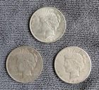 Lot of 3 circulated 1922 Silver Peace Dollars