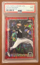 2025 TOPPS CHROME UPDATE #124 CALEB FREEMAN RED RAYWAVE 1/5 PSA 9