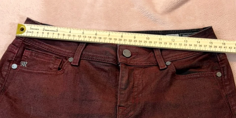 Pantalones de mezclilla rojos ajustados de tiro medio Miss Me para mujer talla 30 Foto 3 de 4