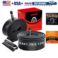Butyl Rubber 16 Inch Bike Tubes 2 Pack with Levers & Patches Included