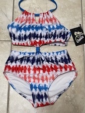 Art Class Blue Red White One Piece Swimsuit Girls Size S 6-7 NWT