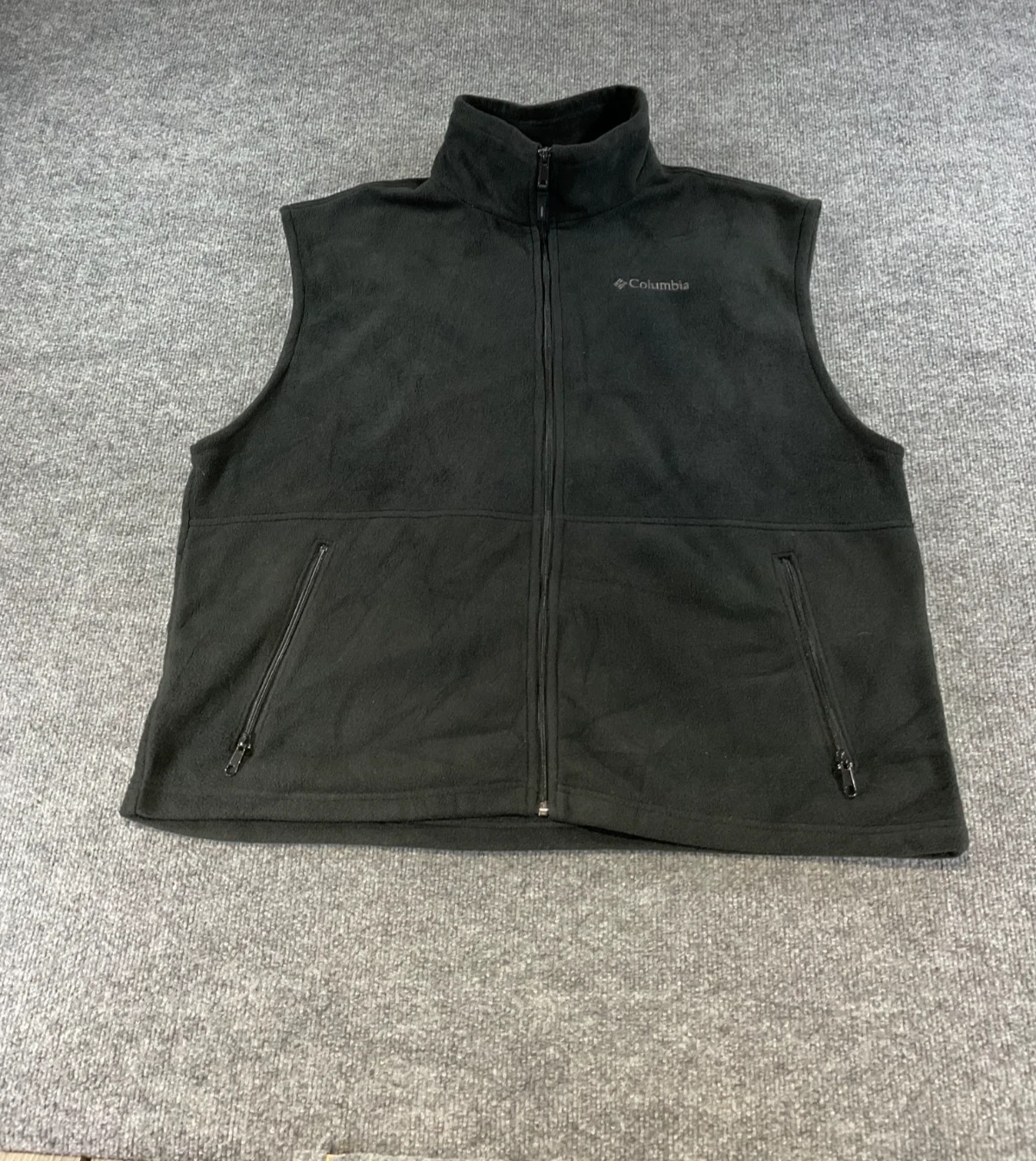 Columbia Fleece Vest Mens XL Black Full Zip Outdoor Hiking Casual Lightweight Ja