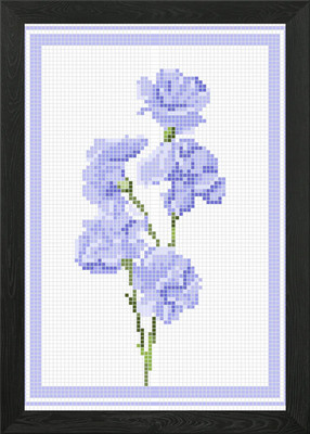 Kreuzstich Blumenmuster gerahmt Wandbild Poster Leinwanddruck Bild