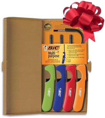 BIC Multi-Purpose Long Lighters, Assorted Colors, 4-Pack