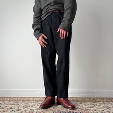Vintage Men's Antique 1940s European Work Striped Wool Trousers