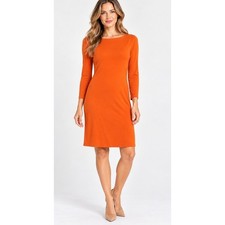Lauren Ralph Lauren Sheath Dress Size 10 Coral Excellent Long Sleeve Boatneck