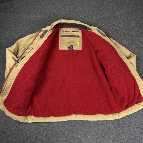 Abercrombie Jacket Boys XL Tan Canvas Detroit Bomber Blanket Lined Y2K Work a92 - Picture 9 of 15