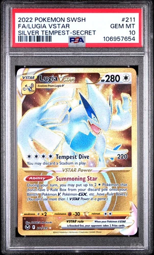 2022 Pokemon Sword & Shield Silver Tempest Lugia VSTAR Silver Tempest PSA 10 211
