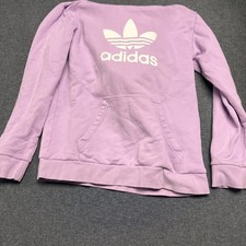adidas Women's Hoodie Size M Purple Originals Trefoil Logo Drawstring Sweatshirt