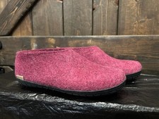 Glerups Shoe Cranberry Wool Slipper With Rubber Bottom - EU Size 41