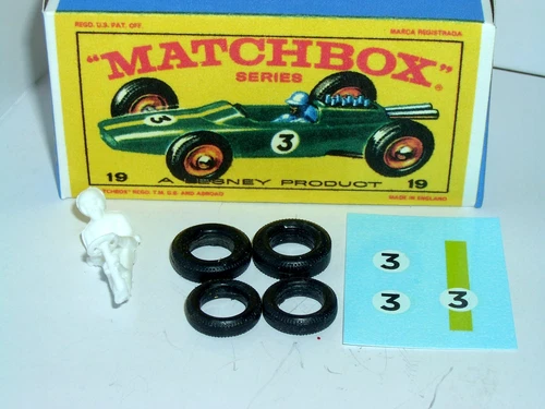 Restoration kit for Matchbox Lesney 19d Lotus Racing Car incl. crafted box