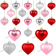 Valentines Heart Shaped Ornaments 20 Pcs, Red Pink Heart Ornaments 20 Pcs