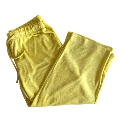 Andie The Crop Pant Honeysuckle Yellow Terry Cloth Womens Size S Elastic Waist