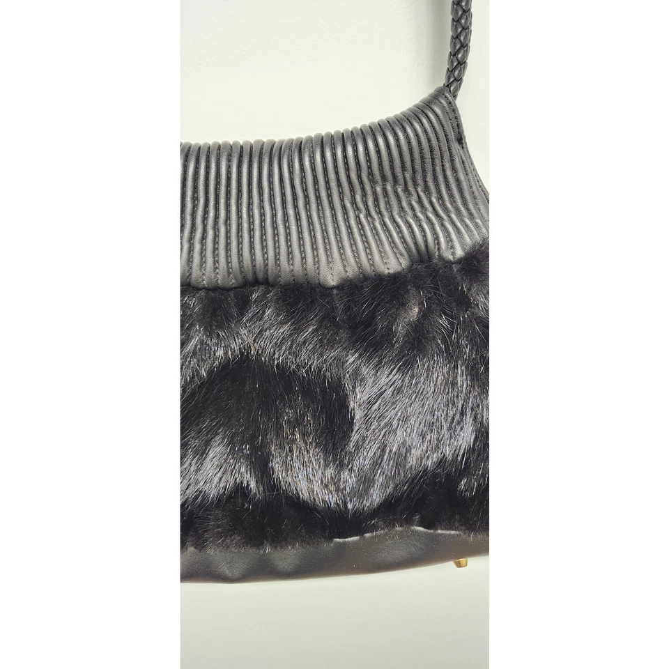 Paolo Masi реальный норки и кожи плеча черная сумка, Mob жена эстетика, Италия - Изображение 3 из 4