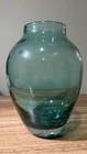 Vintage MCM Blenko Hand Blown Teal/Turquoise Green Glass Vase Heavy Base 9.5 in