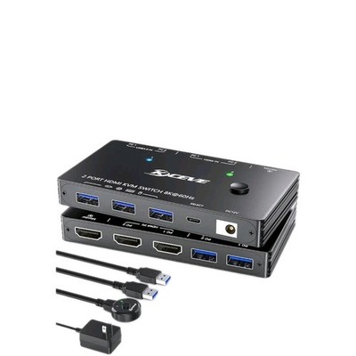 USB 3.0 KVM Switch HDmi 8K@60Hz with 3 USB3.0 Switch for 2 Computers Sharing 1