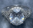 Vintage Sam & Co Simulated Diamond Sterling Silver Ring Size 7