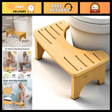 Bamboo Squat Toilet Stool for Adults - Non-Slip Potty Aid, Improve Posture, 6.5"