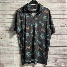 Chubbies Charcoal Gray Lizard All Over Print Polo Shirt - Size M