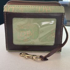 Vtg Dooney  Bourke Coin Purse Pouch Wallet Green Donegal Crest Logo Monogram
