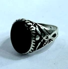 ​Modern Lightweight 925 Sterling Silver Ring-Natural Black Agate Gemstone