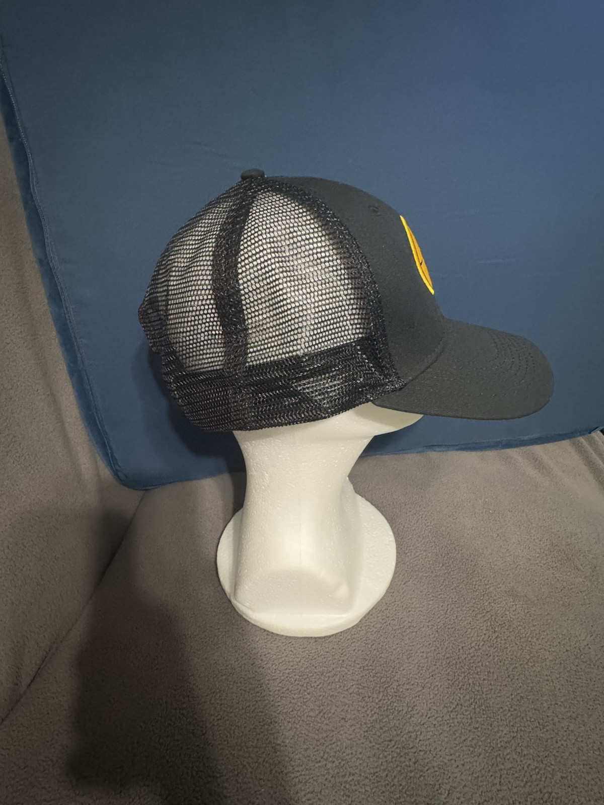 Monogram Patch Snapback Trucker Hat Gray OSFA Mes… - image 3