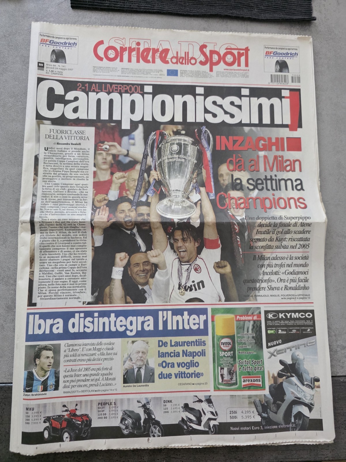 MILAN CORRIERE DELLO SPORT 24 luglio 2007 liverpool settima Champions League 7