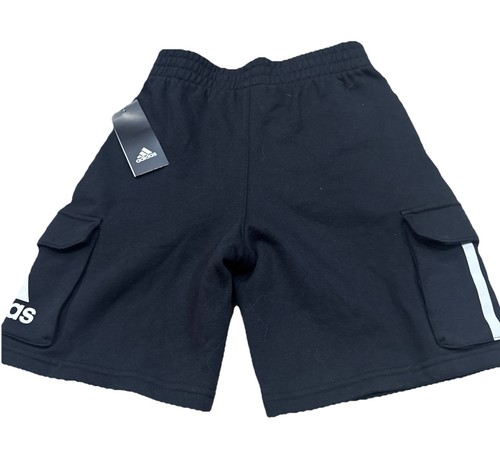 Boys New Adidas Cargo Cotton Shorts Black And White SZ S (8) - Picture 2 of 2