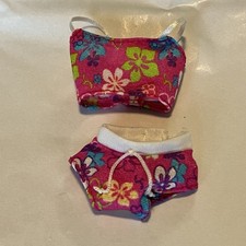 Vintage 90s BARBIE doll bikini TWO PIECE Pink Hibiscus swimsuit bathing suit