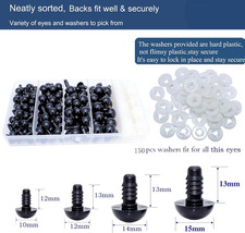 300Pcs Safety Eyes and Secure Washers for Amigurumi Crochet - 4Sizes 10-15mm...