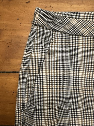 H&M Dress Pants Women's Size 8 Houndstooth Plaid Mid Rise Black Gray White Tan - Picture 5 of 16