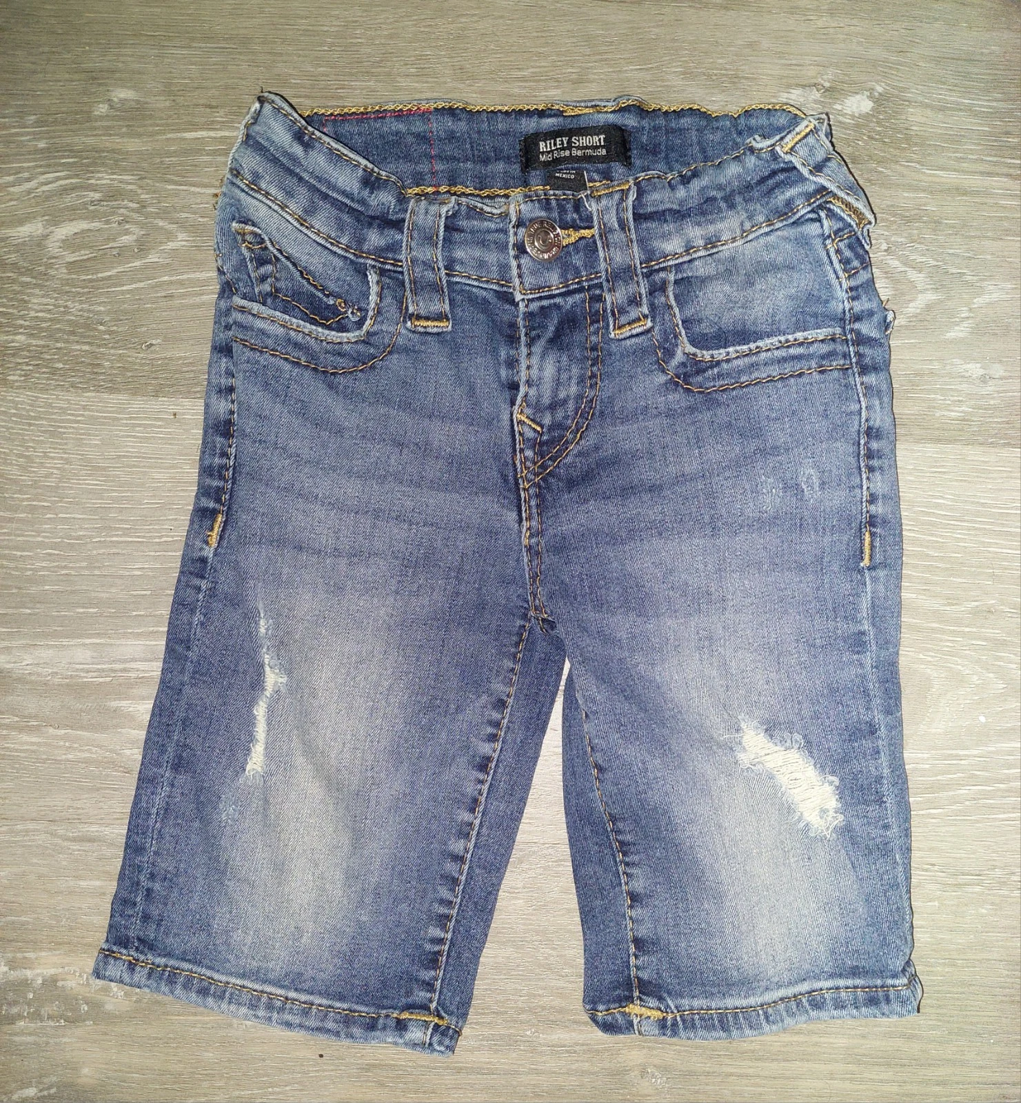 True Religion Shorts Kids 6 Blue Denim Riley Rolled Up Or Straight Shorts