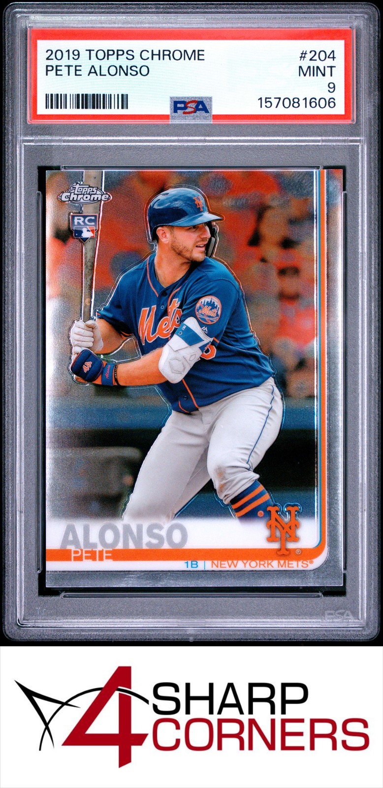2019 TOPPS CHROME #204 PETE ALONSO RC METS PSA 9