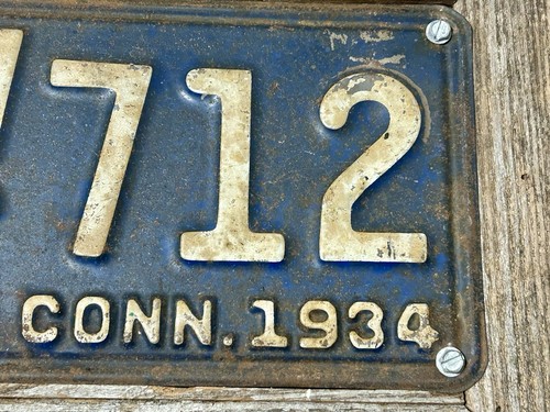 1934 conneticut License Plate WE Framed Old Handmade Frame - Picture 3 of 6