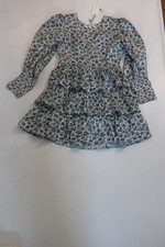 NWT Womens LoveShackFancy Warm Grey White Tiered Dandelion Floral Paris Dress 0
