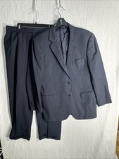 JOS A BANK 42R Dark Blue Herringbone 2-Piece SUIT 36x30 2 Button 100 Wool