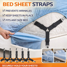 4 Pack Adjustable Bed Sheet Holder Straps Fitted Sheet Clips Fasteners Grips
