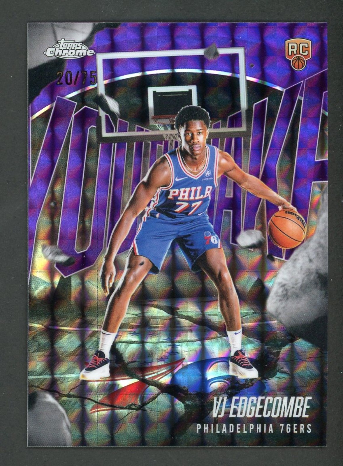 2025-26 Topps Chrome VJ Edgecombe Youthquake RC Geometric Purple Refractor #/75