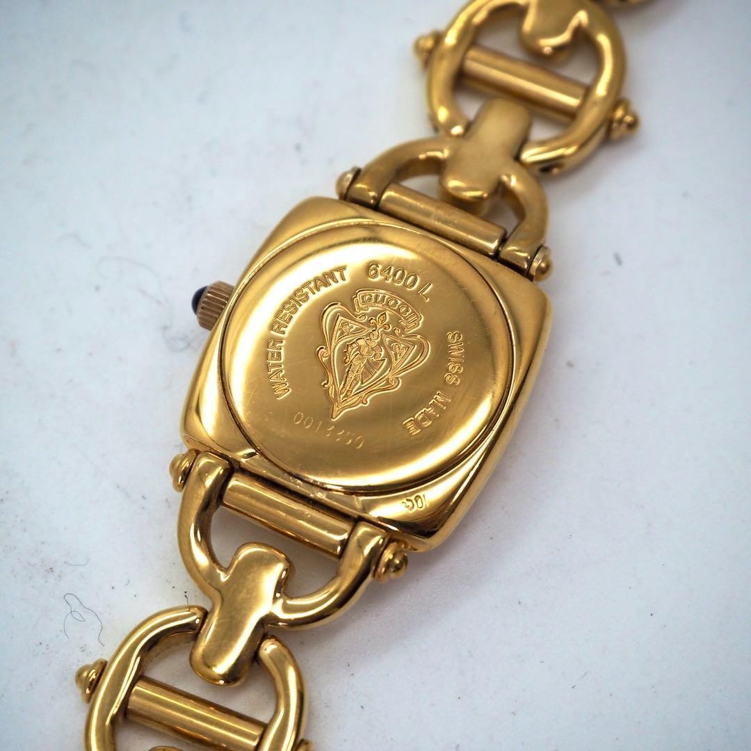 GUCCI 6400L Watch Gold Black Vintage Japan Womens Analog Quartz Elegant thumbnail 8