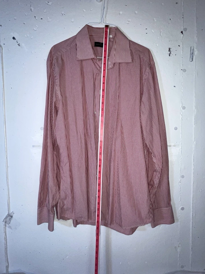 Camisa de vestir Borrelli Punto A Capo a rayas rojas y blancas para hombre XLT hecha en Italia Foto 2 de 4
