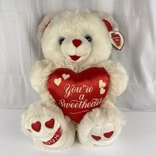 Vintage 1998 Dan Dee White Sweetheart Teddy 14" Lace Valentine's Heart