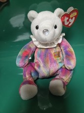 1 Ty Beanie Baby June The Birthday Bear 2001 Rainbow Colorful Stuffed Animal Toy