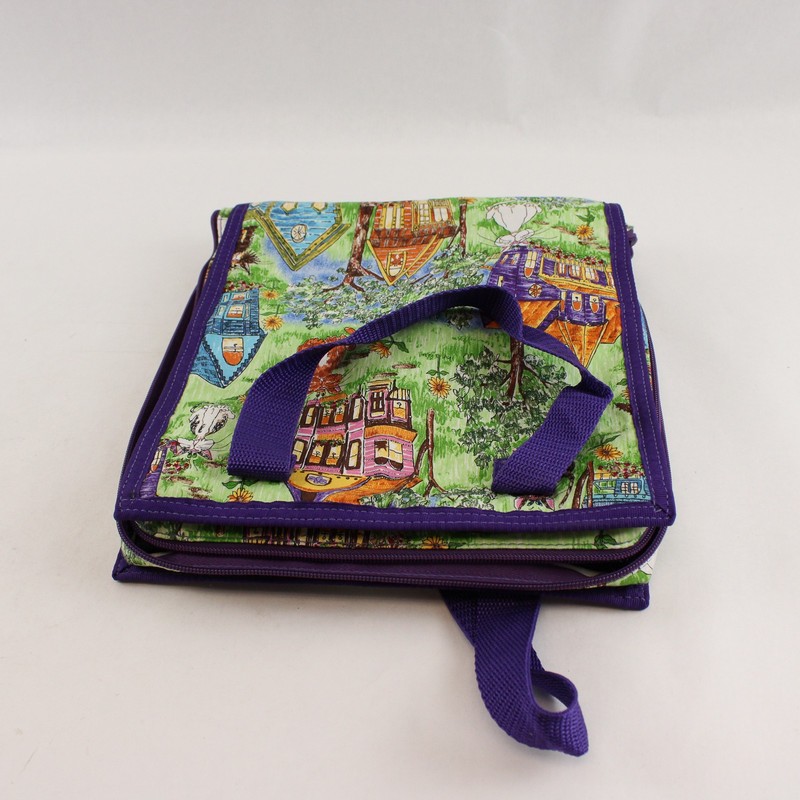 Timeless Totes Purple Cats Houses Scrapbook Tote 11 Clear Zippered Pockets